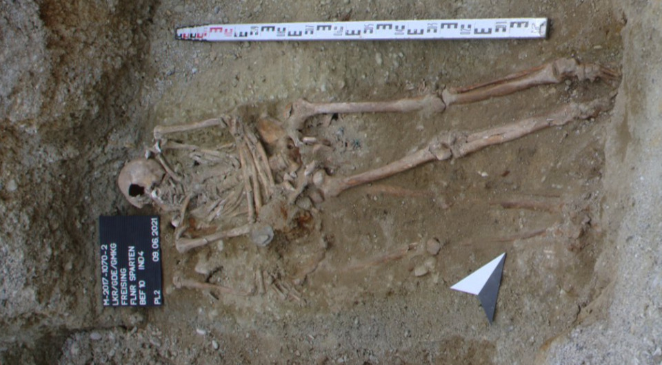 Esqueleto medieval hallado en Alemania.